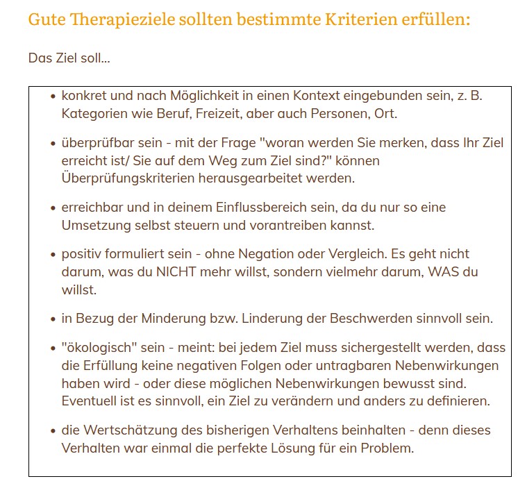 Kriterien Therapieziele Therapieziel